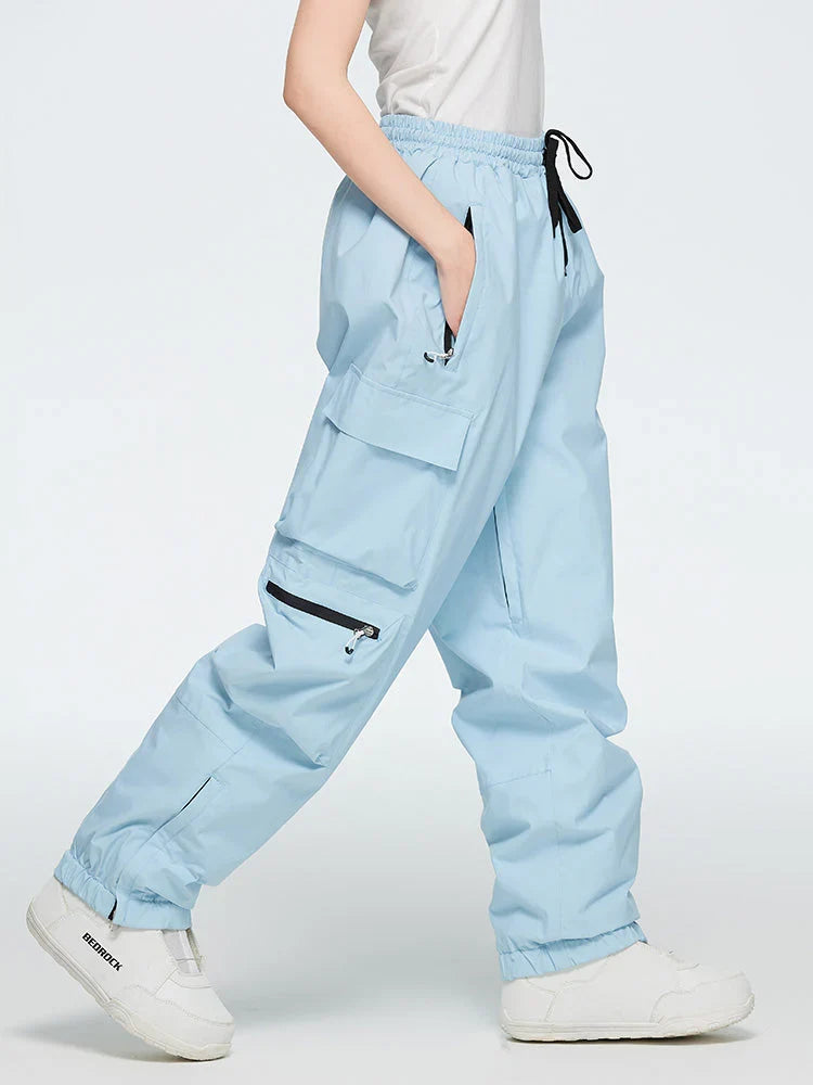 Luźne spodnie narciarskie unisex z regulowaną talią - Jasnoniebieski