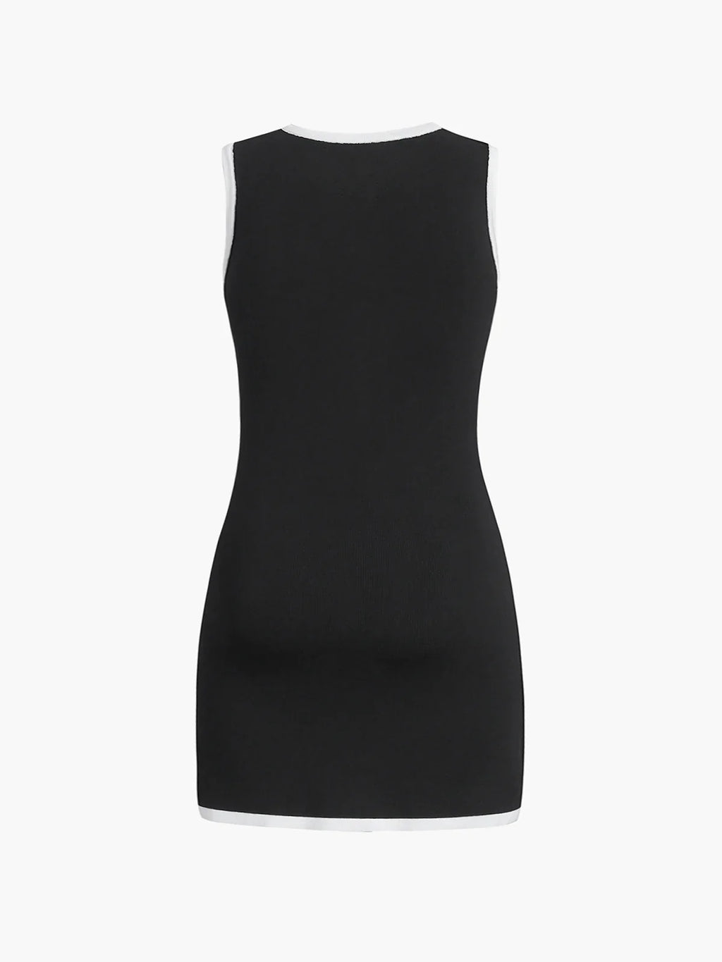 Elegancka damska sukienka mini bez rękawów, zapinana na guziki