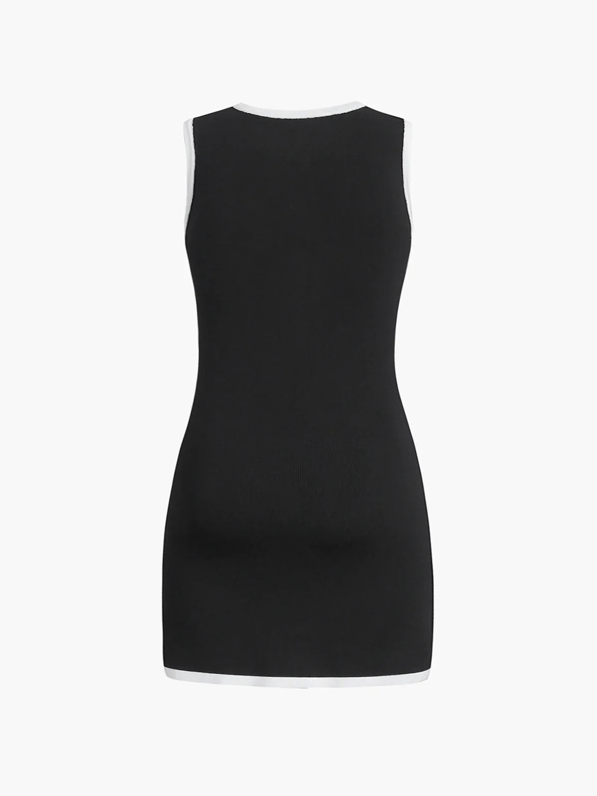 Elegancka damska sukienka mini bez rękawów, zapinana na guziki