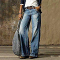 Damskie jeansy z szerokimi nogawkami i luźnym fasonem - Denim