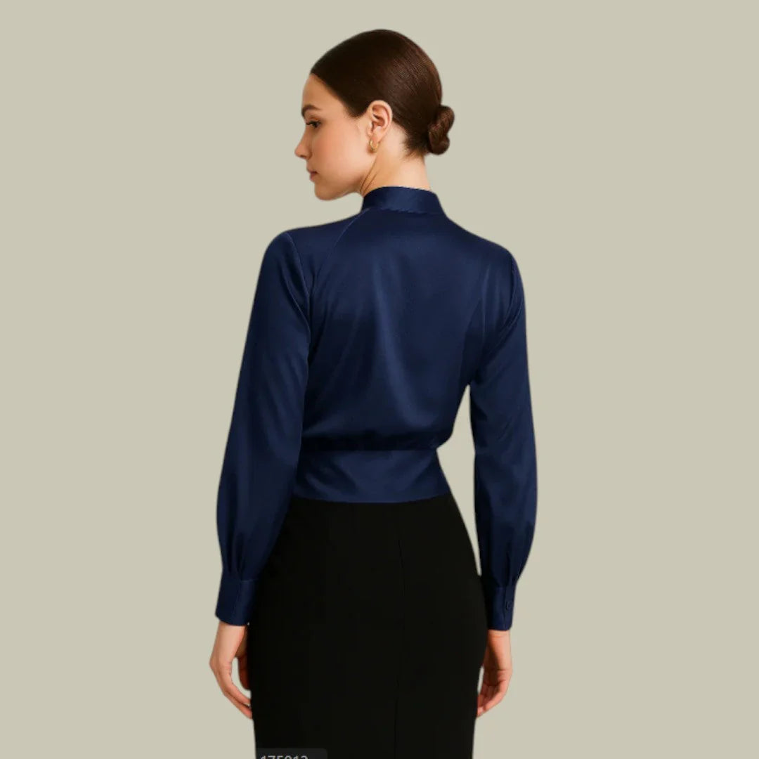 Elegancka damska bluzka kopertowa z dekoltem V