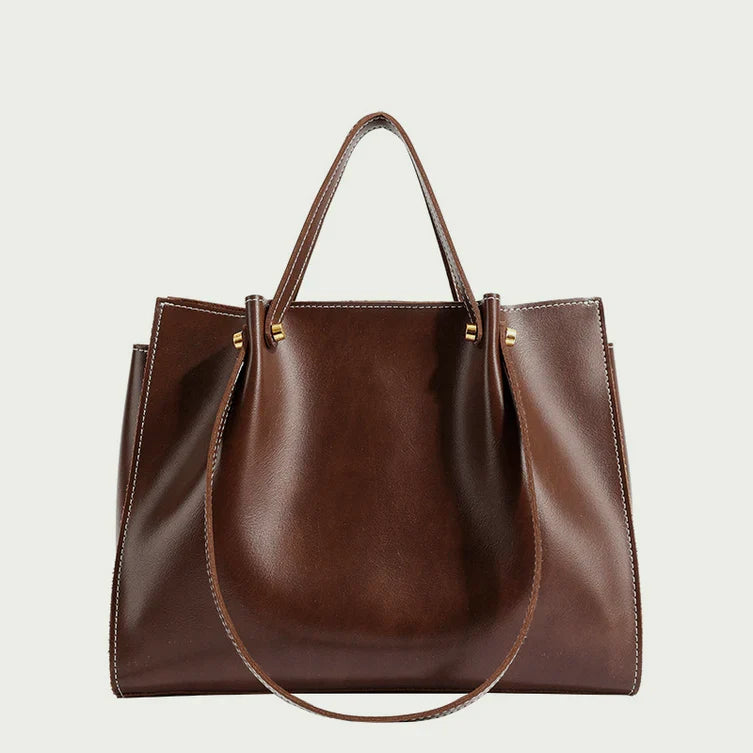 Duża damska torba shopper o klasycznym wyglądzie - Brązowy