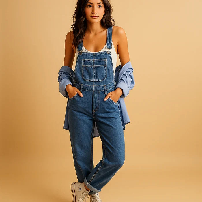 Damskie ogrodniczki jeansowe o luźnym kroju - Denim