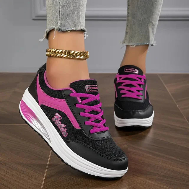 Damskie sneakersy na co dzień z amortyzującą podeszwą - Ciemny różowy
