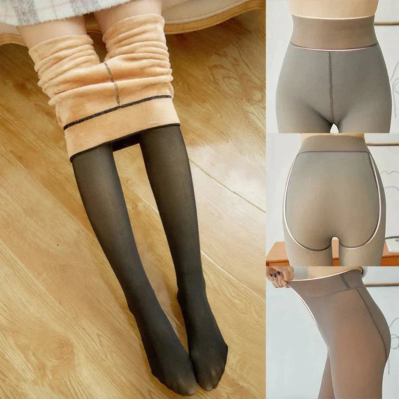 Damskie legginsy o wyglądzie rajstop z gładkim wykończeniem